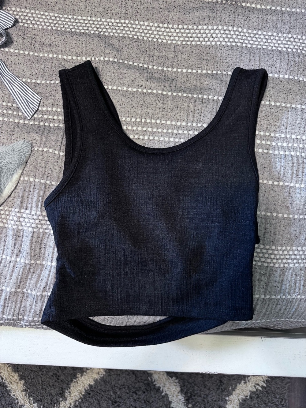 Roxy Black Ribbed Scoop Neck Crop Tank